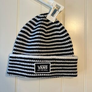 Vans black and white striped beanie one size